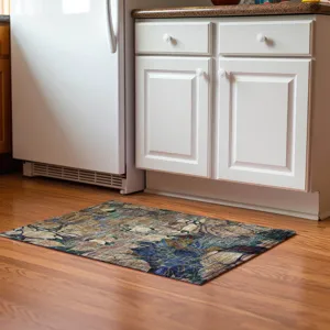 Luxury Washable Trevi Beige 1\'8\" x 2\'6\" Rug