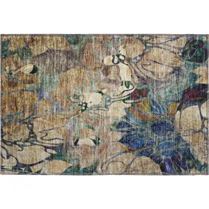 Luxury Washable Trevi Beige 1\'8\" x 2\'6\" Rug