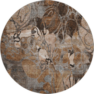 Luxury Washable Trevi Paprika 8' x 8' Round Rug