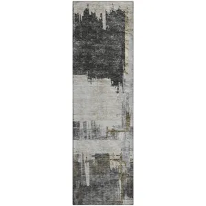 Luxury Washable Trevi Gray 2\'3\" x 7\'6\" Runner Rug