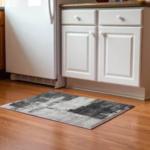 Luxury Washable Trevi Gray 1\'8\" x 2\'6\" Rug