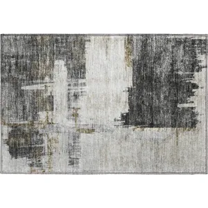 Luxury Washable Trevi Gray 1\'8\" x 2\'6\" Rug