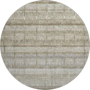Luxury Washable Trevi Taupe 8\' x 8\' Round Rug