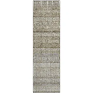 Luxury Washable Trevi Taupe 2\'3\" x 7\'6\" Runner Rug