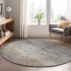Luxury Washable Trevi Pewter 8\' x 8\' Round Rug