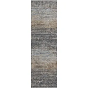 Luxury Washable Trevi Pewter 2\'3\" x 7\'6\" Runner Rug