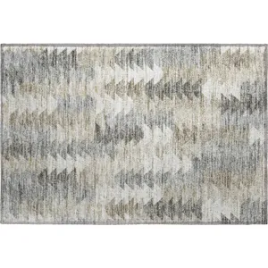 Luxury Washable Trevi Taupe 1\'8\" x 2\'6\" Rug