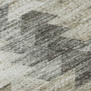 Luxury Washable Trevi Taupe 2\'3\" x 7\'6\" Runner Rug