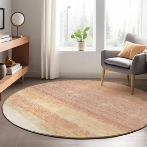 Luxury Washable Trevi Salmon 8\' x 8\' Round Rug