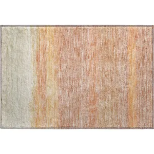 Luxury Washable Trevi Salmon 1\'8\" x 2\'6\" Rug