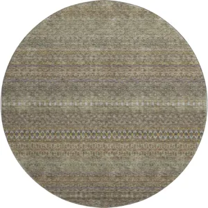 Luxury Washable Trevi Khaki 8\' x 8\' Round Rug