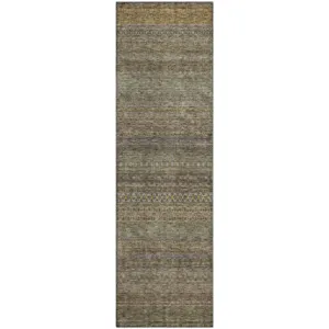 Luxury Washable Trevi Khaki 2\'3\" x 7\'6\" Runner Rug