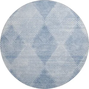 Luxury Washable Trevi Blue 8\' x 8\' Round Rug