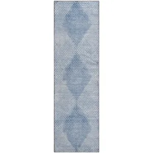 Luxury Washable Trevi Blue 2\'3\" x 7\'6\" Runner Rug