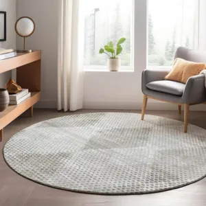 Luxury Washable Trevi Gray 8\' x 8\' Round Rug