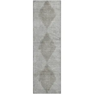 Luxury Washable Trevi Gray 2\'3\" x 7\'6\" Runner Rug
