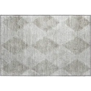 Luxury Washable Trevi Gray 1\'8\" x 2\'6\" Rug