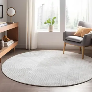 Luxury Washable Trevi Ivory 8\' x 8\' Round Rug