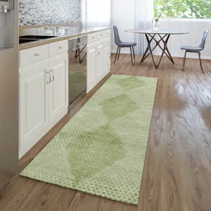 Luxury Washable Trevi Mint 2\'3\" x 7\'6\" Runner Rug