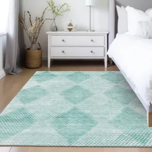 Luxury Washable Trevi Teal 2\'6\" x 3\'10\" Rug