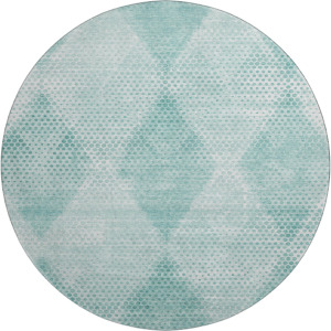 Luxury Washable Trevi Teal 8' x 8' Round Rug