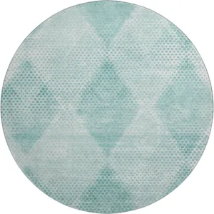 Luxury Washable Trevi Teal 8\' x 8\' Round Rug