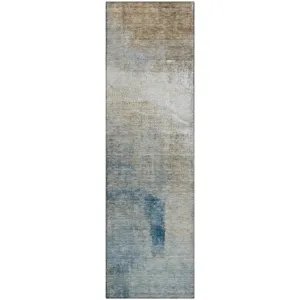 Luxury Washable Trevi Taupe 2\'3\" x 7\'6\" Runner Rug