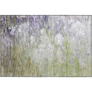 Luxury Washable Trevi Aloe 1\'8\" x 2\'6\" Rug