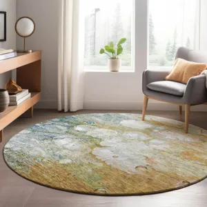 Luxury Washable Trevi Paprika 8\' x 8\' Round Rug