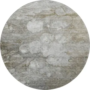 Luxury Washable Trevi Taupe 8\' x 8\' Round Rug