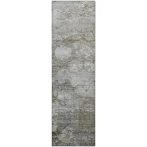 Luxury Washable Trevi Taupe 2\'3\" x 7\'6\" Runner Rug