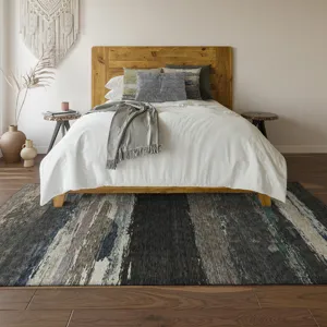 Luxury Washable Trevi Black 5\' x 7\'6\" Rug