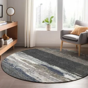 Luxury Washable Trevi Black 8\' x 8\' Round Rug