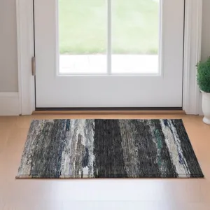 Luxury Washable Trevi Black 1\'8\" x 2\'6\" Rug