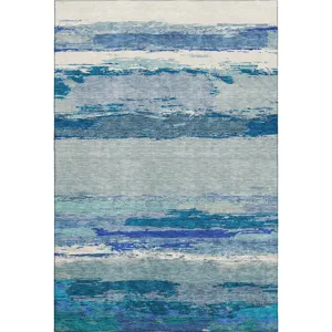 Luxury Washable Trevi Blue 2\'6\" x 3\'10\" Rug