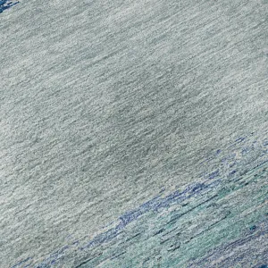 Luxury Washable Trevi Blue 1\'8\" x 2\'6\" Rug