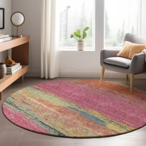 Luxury Washable Trevi Blush 8\' x 8\' Round Rug