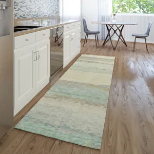 Luxury Washable Trevi Ivory 2\'3\" x 7\'6\" Runner Rug