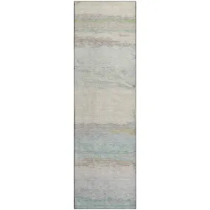 Luxury Washable Trevi Ivory 2\'3\" x 7\'6\" Runner Rug