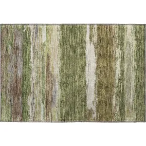 Luxury Washable Trevi Olive 1\'8\" x 2\'6\" Rug