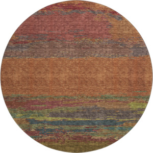 Luxury Washable Trevi Terracotta 8' x 8' Round Rug