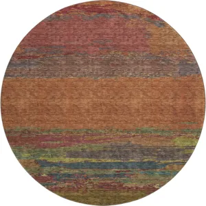 Luxury Washable Trevi Terracotta 8\' x 8\' Round Rug