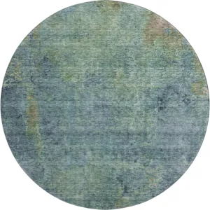 Luxury Washable Trevi Blue 8\' x 8\' Round Rug