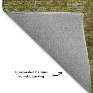 Luxury Washable Trevi Green 2\'3\" x 7\'6\" Runner Rug