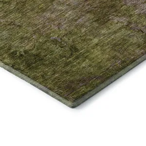 Luxury Washable Trevi Green 2\'3\" x 7\'6\" Runner Rug