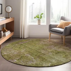 Luxury Washable Trevi Green 8\' x 8\' Round Rug