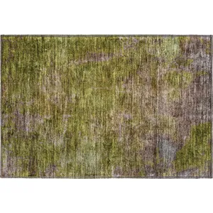 Luxury Washable Trevi Green 1\'8\" x 2\'6\" Rug