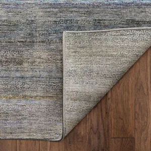 Machine Washable Vico Blue 2\'3\" x 7\'6\" Runner Rug