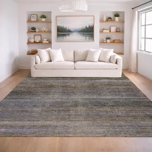 Machine Washable Vico Blue 9\' x 12\' Rug