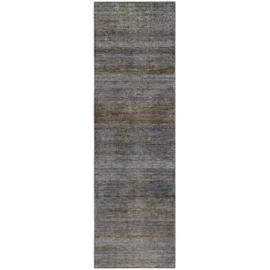 Machine Washable Vico Blue 2\'3\" x 7\'6\" Runner Rug